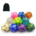 Bescon 10pcs Set of Multi Polyhedral D20 dice, 10 Count Assorted Random Multi Effected&Colored Pack of Dice in Drawstring Pouch